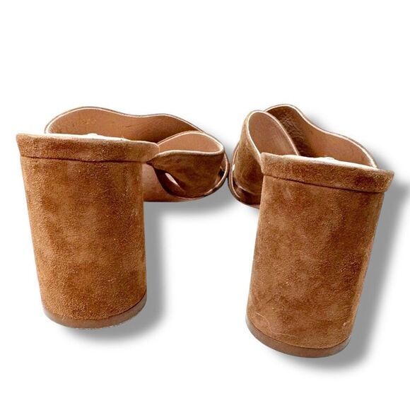 Stuart Weitzman Chestnut Brown Suede Galene Slip On Heeled Mules Women’s Size 9M - Picture 6 of 9